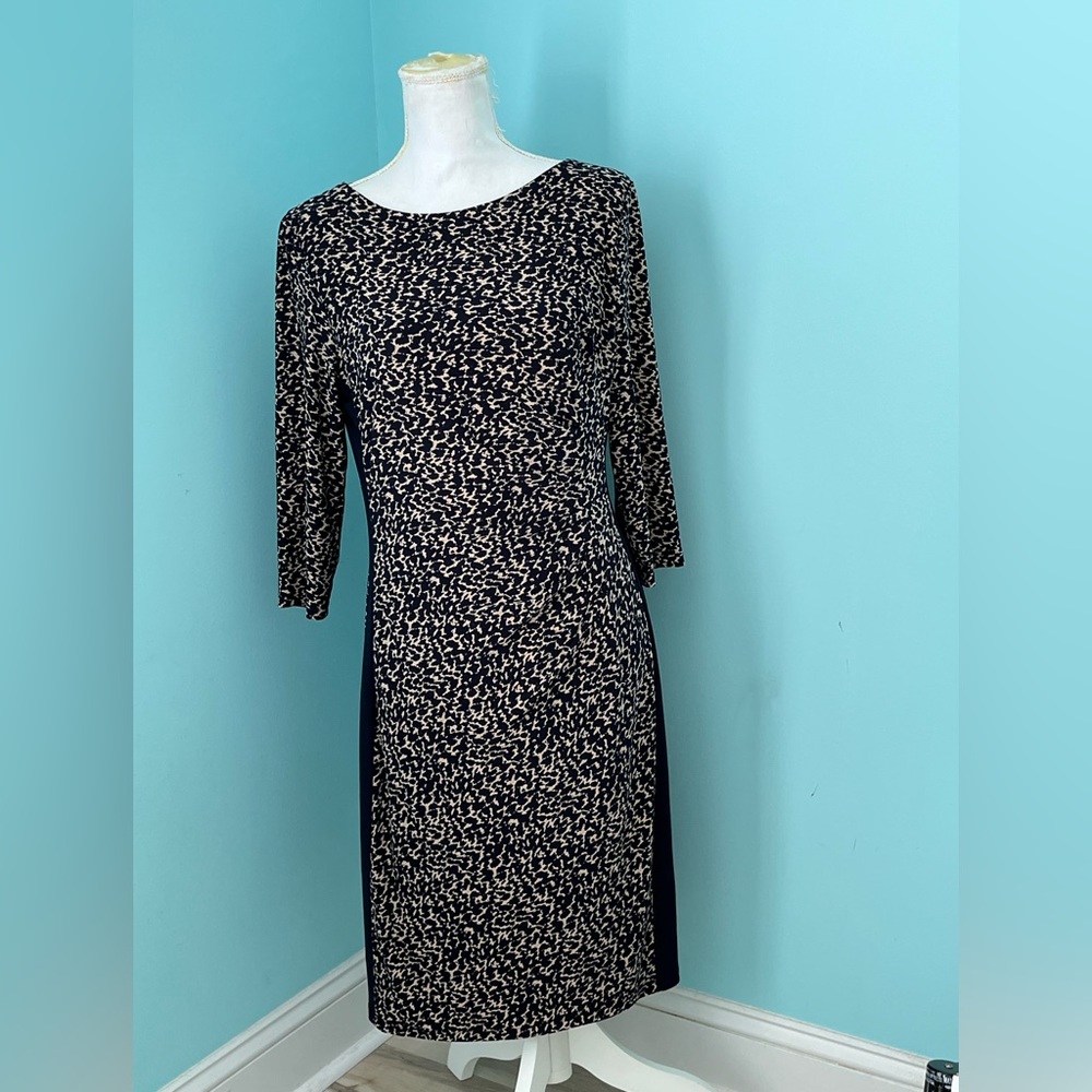 Ralph Lauren Navy and Tan Sheath Dress